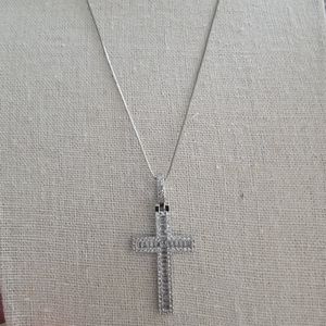 White gold dipped CZ Cross necklace